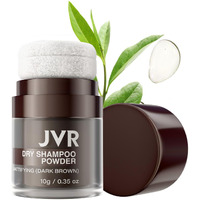 Jvr Dry Shampoo Powder Absorbs Oil In Hair, Volumizing, Dry Shampoo For Women & Men, Freshens Hair, Mattifying Root Boost With Tea Extract, Non-Aerosol For Oily Hair Travel Size 0.35 Oz (Dark Brown)