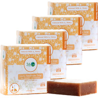 360Feel Oatmeal Milk And Honey Soap - Handcrafted Castile Soap Bar With Soothing Scent - Handmade With Essential Oils - Suitable Gift For Anniversaries, Weddings, And Holiday Stockings - 4 Pack