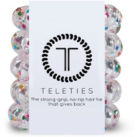 Teleties - Tiny Spiral Hair Coils - For Kids & Super Thin Hair - Mini Phone Cord Ponytail Holder For Braid Ends - Strong Grip, No Rip, Water Resistant, No Crease - Tiny 5 Pack - Party People