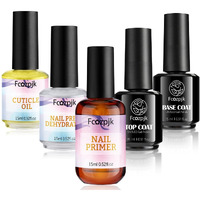 Fcozjpk Nail Dehydrator And Primer With Gel Base & Top Coat Set Cuticle Oil, 5Pcs Nail Prep Kit For Acrylic And Gels Nail Polish No Wipe Gel Top Coat Manicure Bonder Liquid Nails Tech Must-Have Set