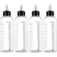 Segbeauty 8.5Oz Twist Top Applicator Bottle, 4Pcs 250Ml Measured Hair Dye Bottles, Clear Empty Hair Oil Bottle With Ratio Graduated Scale, Hair Color Squeeze Bottle Application Bottles For Hair Dyeing