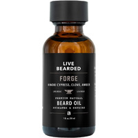 Live Bearded Beard Oil, 1 Fl Oz - Premium All-Natural Jojoba - Made In The Usa - Hair And Skin Care For Men With Dry, Flaky Patches | Forge Scent - Hinoki Cypress, Clove, Amber