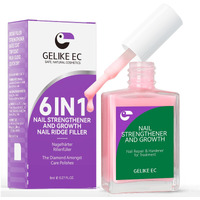 Nail Strengthener Protein For Damaged Nails: Pink 15Ml 6 In 1 Natural Nail Hardener Extra Strong And Growth - Long Lasting Repair For Damaged Nails - Growth Oil For Salon Home Daily Work