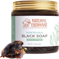Natural Elephant Moroccan Black Soap With Eucalyptus Essential Oil 200G (7Oz)