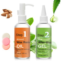 After Waxing Skin Care Kit, Almond Oil For Remove Wax Residue, Post Wax Cooling Aloe Vera Gel For Calm And Soothing Skin, 2 Bottles Hair Removal Waxing Kit For Women 3.9Oz/100Ml