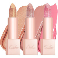 Oulac Moisture Lipstick Set 3Pcs - Infinity High Shine Finish, Hydrating Vegan Lipstick Infused With Damask Rose Oil For All-Day Comfort, Gluten-Free, Pg10+Pg12+Pg13