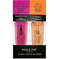 Nails.Inc Mini Nail Treatment Duo, Includes Glow And Grow Nail Growth Treatment And Vit C Please Nourishing Cuticle Oil, With Active Skincare Ingredients To Promote Nail Health, Cruelty Free, Vegan