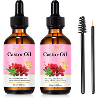 Castor Oil Cold Pressed Unrefined Glass Bottle - Boost Hair Growth For Thicker, Fuller Hair, Lashes & Eyebrows, Deep Hydration For Healthy Hair & Skin Care, 2 Fl Oz