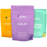 Latika Soaks Set Of 3 - Rejuvenate, Calm & Stress Relief Bath Soak With Essential Oils | Epsom Salt For Muscle Recovery & Skin Nourishment | Vitamin C, Lavender Mint, Grapefruit & More