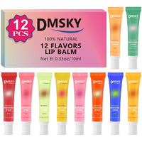 Dmsky Lip Gloss Bulk 12 Pack, Hydrating Squeeze Clear Lip Gloss Set With Shea Butter, Moisturizing High Shine Glossy Lip Oil For Dry Chapped Lips-12 Flavors