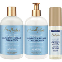 Shea Moisture Shampoo & Conditioner Set + Strengthen & Protect Oil Gift Set -  Manuka Honey & Yogurt Hydrate + Repair, Hair Treatment For Dry, Damaged Hair (3 Piece Set)