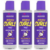 Aussie Miracle Curls Defining Oil Hair Treatment, 3 Pack, Coconut And Australian Jojoba Oil, For Dry, Curly, Kinky And Wavy Hair, Reduce Frizz And Add Shine, Paraben Free Formula, 3.2 Oz Each