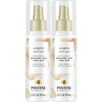Pantene Heat Protectant Spray With Jojoba Oil For Curly Hair, Nutrient Blends Moisture Lock Curl Mist, Sulfate Free, 3.2 Fl Oz Twin Pack