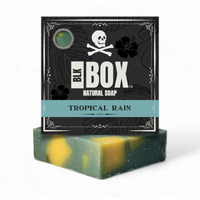 Black Box Usa Made 5Oz Men's Natural Bar Soap Made From Natural Oils - Handmade Cold Process, No Harsh Chemicals, Tropical Earthy Coconut Raspberry & More (Tropical Rain)