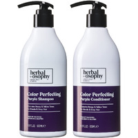 Herbalosophy Purple Shampoo & Conditioner Set For Blonde Gray Hair, Eliminates Brassy And Yellow Tones, Infused With Cocos Nucifera Oil, Free Of Sulfate, Parabens And Gluten, 2 X 16.9 Fl Oz