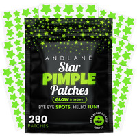 Andlane 280Pcs Star Pimple Patches For Face - Pimple Patches Cute Stars - Hydrocolloid, Salicylic Acid, Tea Tree Oil, Centella - Glow In The Dark, 3 Sizes Zit Stickers