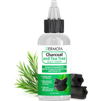 Dermoia Scalp Serum With Charcoal + Tea Tree - Non Gmo Scalp Moisturizer For Dry Itchy Scalp Relief - Fragrance Free Serum With Tea Tree Oil For Scalp Treatment - Rejuvenating Hair Serum With Vitamin