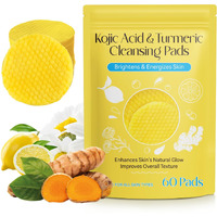 Kojic Acid And Turmeric Cleansing Pads For Face 60Pcs, Turmeric Face Scrub Pads, Cleansing & Exfoliation Balance Skin Oil & Water