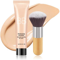 Bb Cream Skin Tinted Foundation Makeup,Concealer Full Coverage Lightweight Matte Foundation With Brush,Evens Skin Tone,Oil Control Cover Flaws,Natural Finish For All Skin Types,Vegan - Caramel