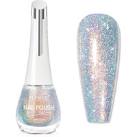 Supwee Glitter Nail Polish Quick Dry Finger Nail Polish Non Gel High Glossy Shiny Shimmer Nails Laquer Oil-Based Holo Fingernail Air Dry Fast Manicure Gift For Women Girls 16Ml, 0.54Fl Oz