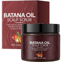 Scalp Scrub With Batana Oil, 2-In-1 Shampoo Scalp Exfoliator For Hair Treatment, Includes Silicone Scalp Massager, Removes Buildup & Dandruff, 10.6Oz