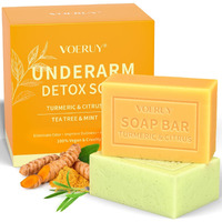 Underarm Detox Soap - 2 Pcs With Turmeric & Citrus, Tea Tree & Mint, Dark Spot Armpit Remover For Women And Men, Eliminating Odor, Natural Exfoliating Bar Soap For Armpit & Whole Body - 10 Oz (280G)