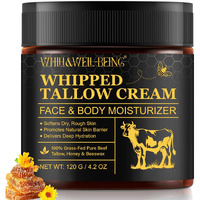 Whlh & Well-Being Beef Tallow For Skin, Beef Tallow And Honey Balm, Moisturizer For Face & Body Skin Care(1Pack) 119G