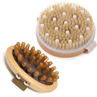 Boan 2 Piece Shower Brush Set - Natural Wooden Massage Brush For Dry Skin, Lymphatic Drainage And Cellulite Care Body Brush For Exfoliating Body Scrubber And Cellulite Treatment