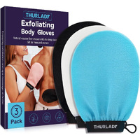 Thurlady Korean Exfoliating Mitt, Deep Exfoliating Glove, 3Pc Body Exfoliator Glove, Body Scrubber Exfoliator, Bath Shower Scrub Gloves, Self Tan Remover, Smooth Skin, Keratosis Pilaris Removal
