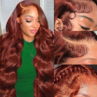 Ozkan 13X6 Reddish Brown Hd Lace Front Wigs Human Hair Pre Plucked With Baby Hair 33# Brazilian Full Lace Frontal Wig Body Wave Wig For Women 180% Density Auburn Brown 32 Inch