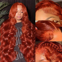 Reddish Brown Wig Human Hair Hidden Strap Glueless 360 Lace Front Wigs Human Hair Pre Plucked 200% Density Auburn Body Wave 360 Full Lace Wigs With Drawstring 26 Inch Colored Wigs For Women