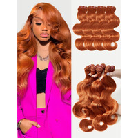 Popvibes Human Hair Bundles 14 16 18 20 Inch 4 Bundles Hair Extensions Body Wave Ginger Orange Bundles Human Hair Brazilian Virgin Unprocessed Hair 350