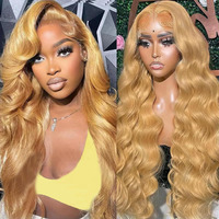 Jewhaut Honey Blonde Wig Human Hair 13X6 Blonde Lace Front Wigs Human Hair Pre Plucked 27# Colored 200% Density Hd Body Wave Lace Frontal Glueless Wigs Human Hair 22 Inch