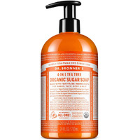 Dr. Bronner's - Organic Sugar Soap (Tea Tree, 24 Ounce) - Made With Organic Oils, Sugar And Shikakai Powder, 4-In-1 Uses: Hands, Body, Face And Hair, Cleanses, Moisturizes And Nourishes, Vegan