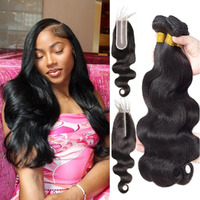 12A Human Hair Bundles With 2X6 Hd Lace Closure (20 22 24+18 Inch) Body Wave Brazilian 100% Human Hair Bundles With Closure