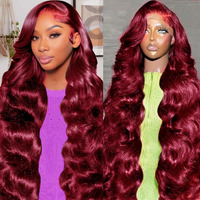Luclueme 26 Inch 99J Burgundy Lace Front Wigs Human Hair 13X6 Hd Burgundy Wig Human Hair 200 Density Body Wave Frontal Wig Colored Wine Red Wigs Human Hair