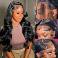 Pinkeagle 13X6 Lace Front Wigs Human Hair 200% Density Body Wave Hd Lace Front Wigs Human Hair Pre Plucked Glueless 13X6 Full Frontal Wig For Women Natural Black 20 Inch