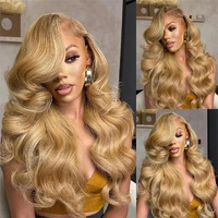 Jewhaut Honey Blonde Wig Human Hair 200% Density 13X6 Hd Lace Front Wig Human Hair Pre Plucked Body Wave Blonde Lace Frontal Wigs 27# Colored Wig 30 Inch