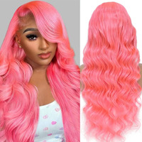 Qgvqgv 22 Inch Pink Lace Front Wig Human Hair 13X6 Hd Lace Pink Body Wave Wig Human Hair Pre Plucked Colored For Women 200% Density Strawberry Body Wave Lace Front