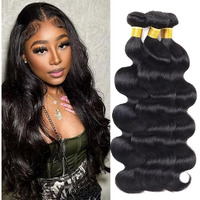 12A Human Hair Bundles 18 20 22 Inch Body Wave Bundles Human Hair 100% Unprocessed Brazilian Virgin Weave 3 Bundle For Women Natural Black Wet And Wavy Human Hair Extensions