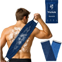 Yiclick Dual-Textured Exfoliating Washcloth Towel - Back Scrubber For Use In Shower Bath, Exfoliating Body Scrubber Exfoliator, Exfoliate Loofah Lufa Sponge Wash Cloth For Women Men (Blue)