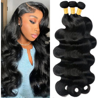 Human Hair Bundles18 20 20 Inch 12A Body Wave Bundles Human Hair 100% Unprocessed Brazilian Virgin Hair 3 Bundles Human Hair Extensions Quick Weave Bundles Natural Black