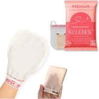 Set Of Body & Face - Kelebek Premium Exfoliating Mitt | Deep Cleansing Bath Gloves For Women And Man | Natural Turkish Hammam Keesa For Body Scrub & Dead Skin Removal (White & Silk)
