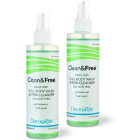 Dermarite Clean & Free Rinse-Free Scented Shampoo And Body Wash - Cleanses Hair, Face, And Body Without Rinsing - 7.5 Oz., 2 Count