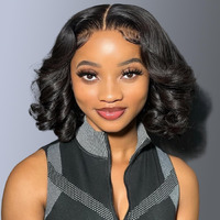 13X6 12Inch 230%Density Natural Black Bob Wig Human Hair, Body Wave Wig Human Hair, Short Bob Lace Front Wigs Human Hair, Bob Wigs For Black Women, Pre Plucked With Baby Hair Hd Transparent Lace