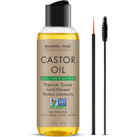 Majestic Pure Castor Oil | 100% Natural | Premium Grade Cold Pressed | Hair, Eyelashes, Eyebrows, Nails | Moisturizing & Nourishing | Body, Hair & Carrier Oil | 4 Fl Oz
