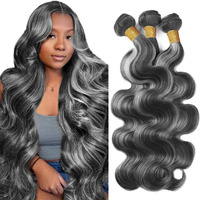30 32 34 Inch Ombre Bundles P1Bgrey Body Wave Human Hair Bundle 8A Grade Two Tone Salt And Pepper Body Wave Bundle Highlight Grey Bundles For Black Women 300G