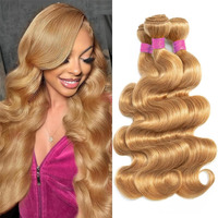 Vallbest Honey Blonde Bundles Human Hair #27 Body Wave Bundles 16 18 20 Inch 3 Bundles 100% Unprocessed Brazilian Virgin Hair 12A Virgin Raw Remy Weave Human Hair Extensions For Women