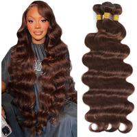 Brown Human Hair Bundles Body Wave 22 24 26 Inch 100% Unprocessed Brazilian Virgin Hair Extensions 12A Quick Weave Bundles Human Hair Double Weft #4 Chocolate Brown