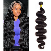 Amskdum Body Wave Human Hair 12A Body Wave 100% Unprocessed Brazilian Virgin Hair Bundles Deals Extensions Weave Natural Black (28 Inch)